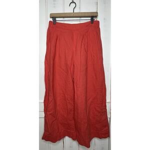 Athleta Playa Linen Wide Leg Crop Pant Beachy Boho Lagenlook Coral Culottes 12